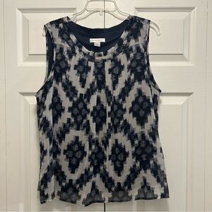 Christopher & Banks Black and Gray Sleeveless Top Size XL